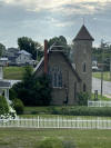 Scaffolding being erected at Holy Trinity in preparation of removing chimney.
